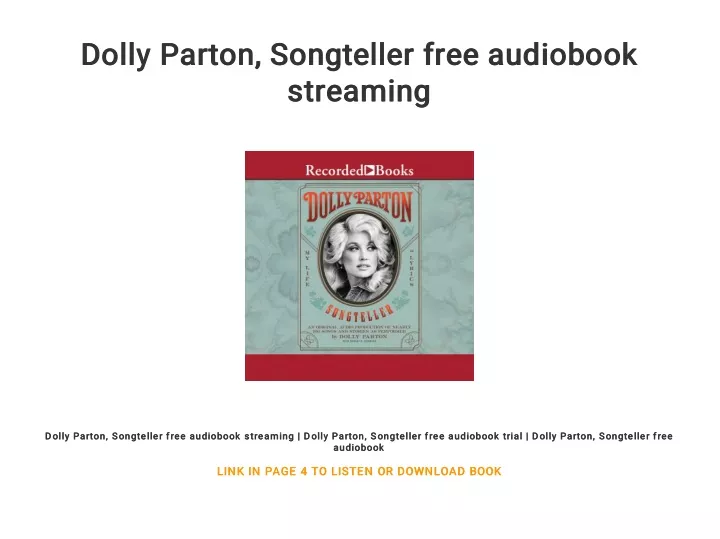dolly parton songteller free audiobook dolly