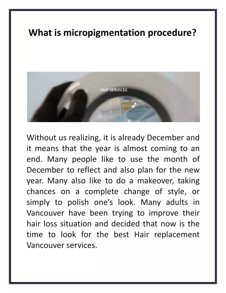 what is micropigmentation procedure