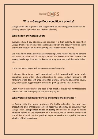 Why is Garage Door condition a priority?