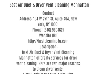 Best Air Duct & Dryer Vent Cleaning Manhattan