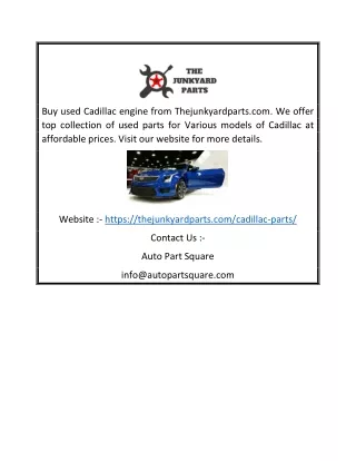 Used Cadillac Engine | Thejunkyardparts.com