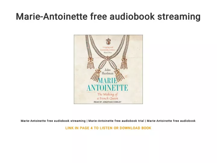 marie antoinette free audiobook streaming marie