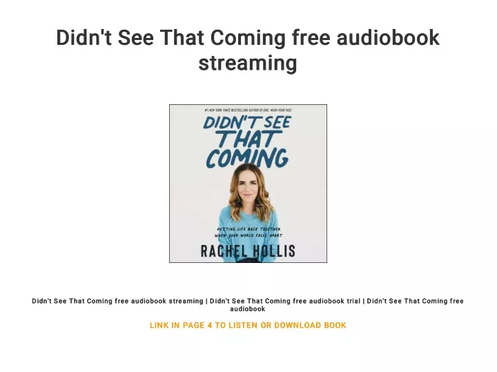 didn t see that coming free audiobook didn