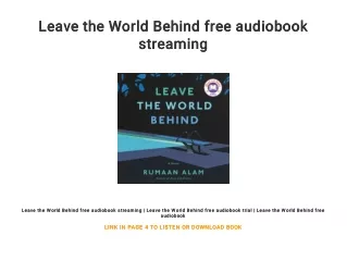 Leave the World Behind free audiobook streaming