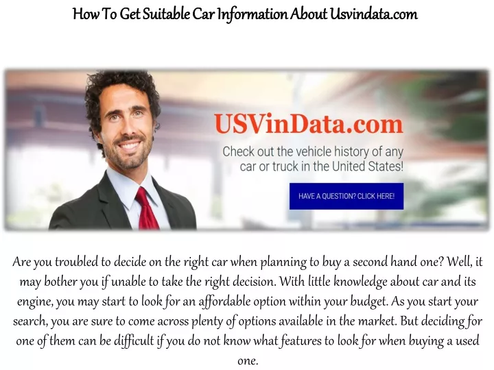 how to get suitable car information about