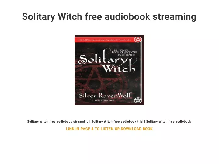 solitary witch free audiobook streaming solitary