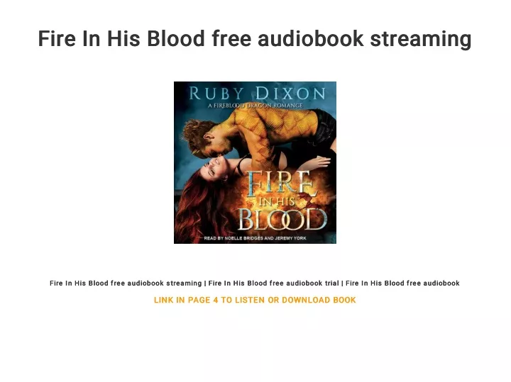 fire in his blood free audiobook streaming fire
