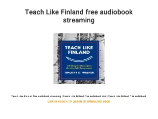 Teach Like Finland free audiobook streaming