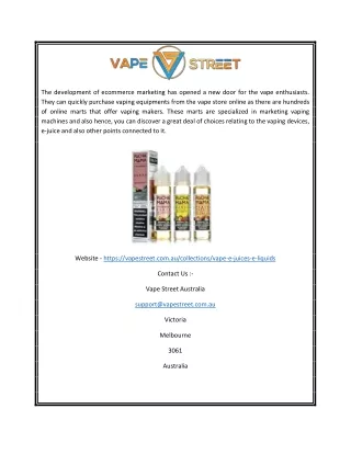 Buy E-juice Australia | Vape Street Australia