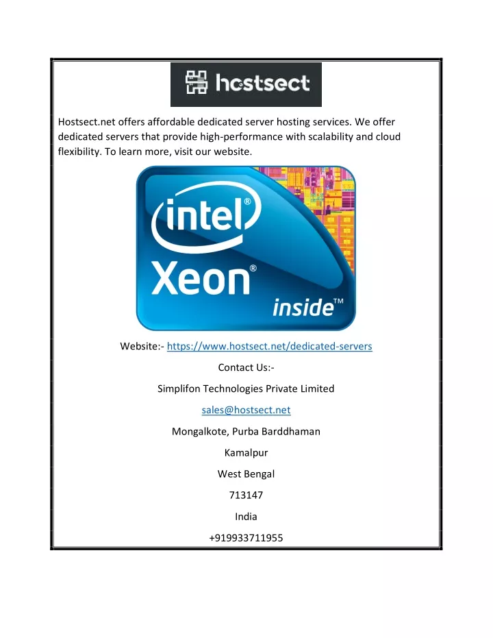 hostsect net offers affordable dedicated server