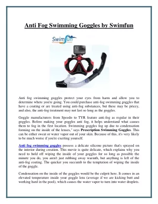 anti fog swimming goggles by swimfun