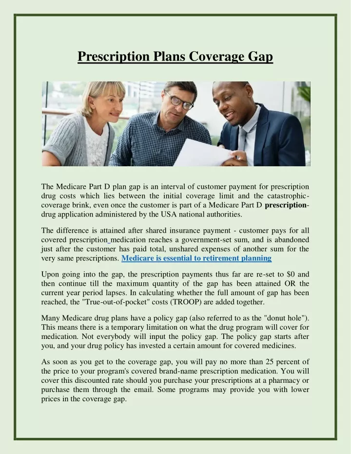 prescription plans coverage gap
