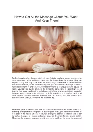 how to get all the massage clients you want