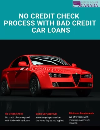 No Credit Check Process With Bad Credit Car Loans.