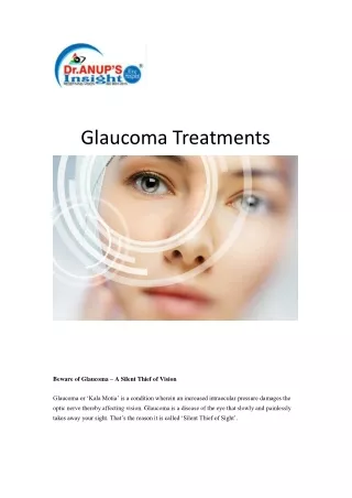 Glaucoma Treatment in Trivandrum | Eye Clinic in Trivandrum | Dr Anup's Insight Eye Hospital