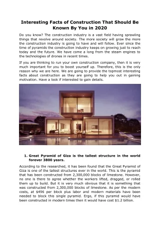 interesting facts of construction that should