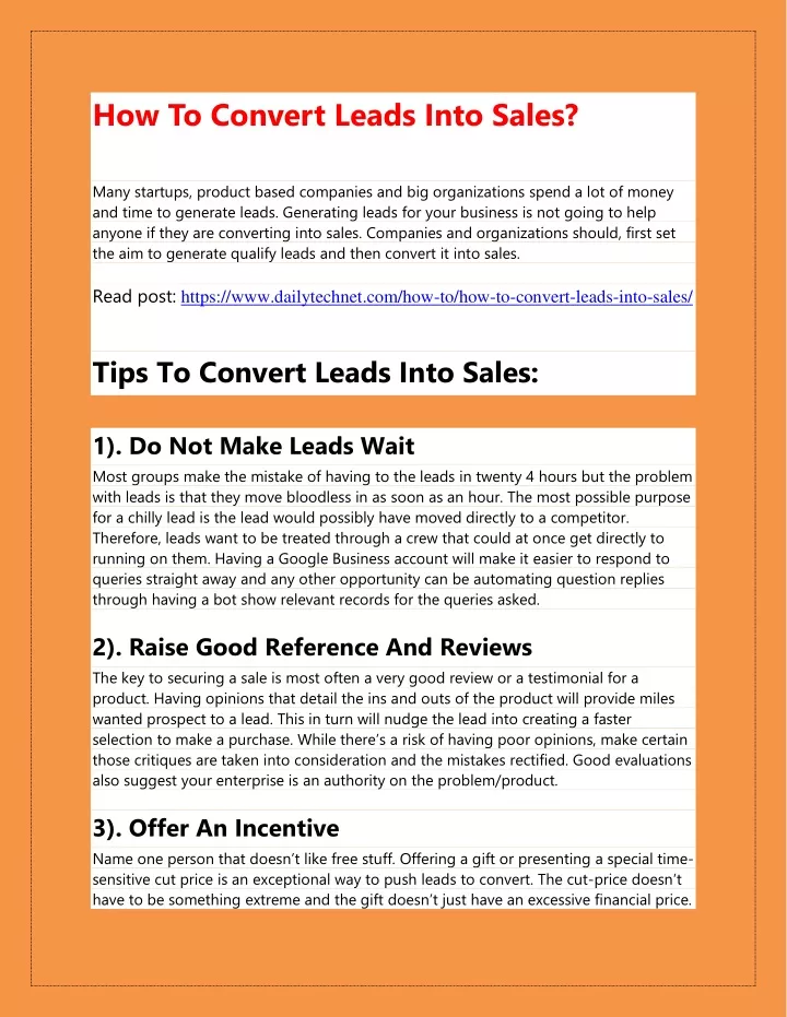 how to convert leads into sales many startups