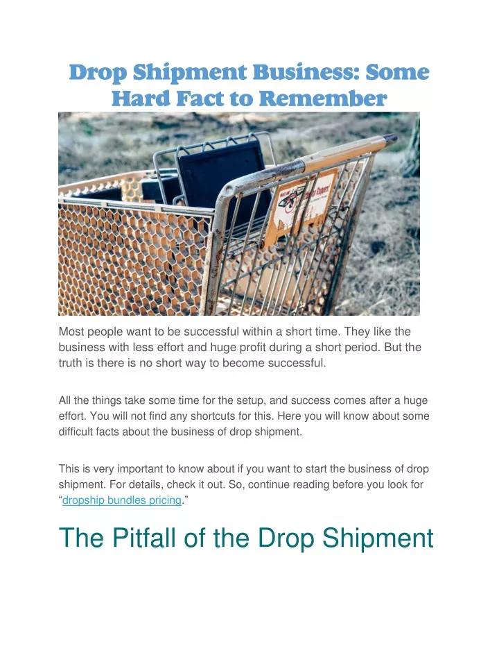 drop shipment business some hard fact to remember