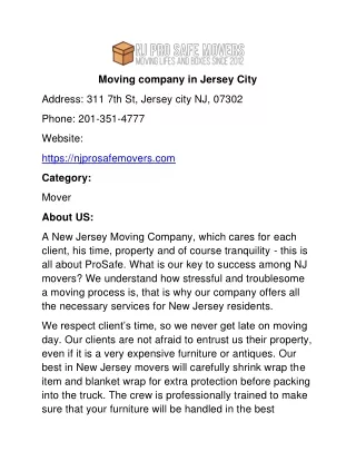 Moving company in Jersey City