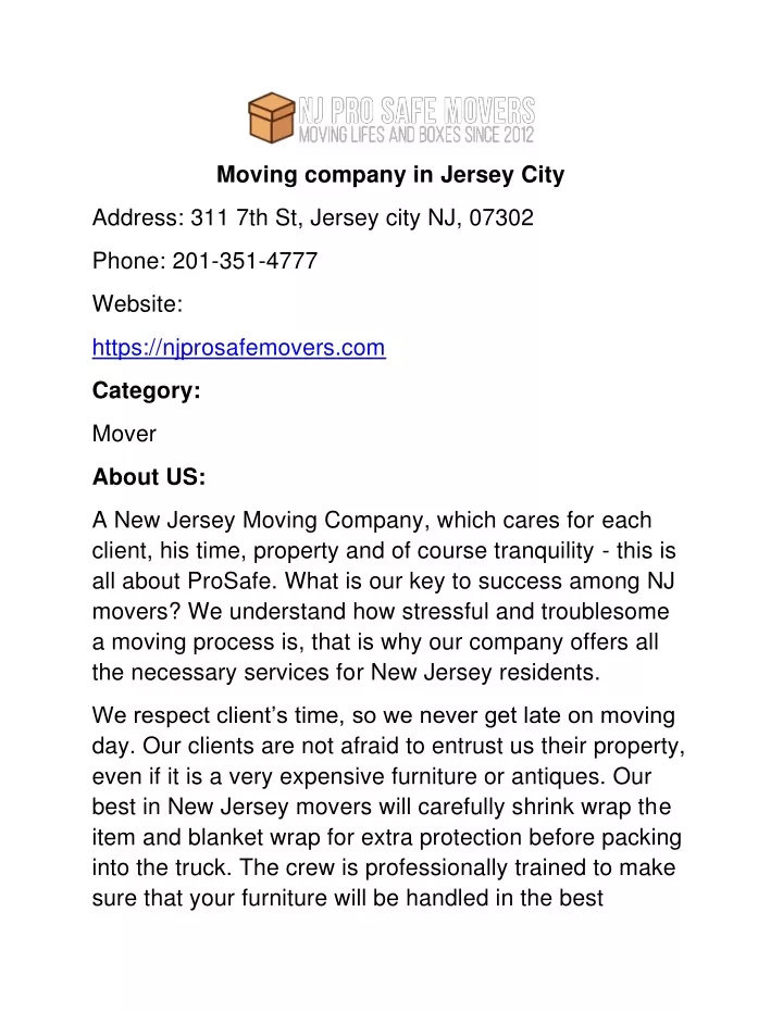 moving company in jersey city
