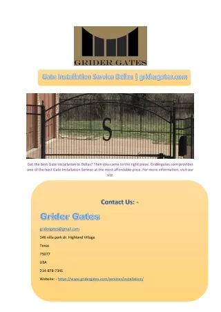 Gate Installation Service Dallas | gridergates.com