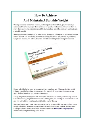 How To Achieve And Maintain A Suitable Weight