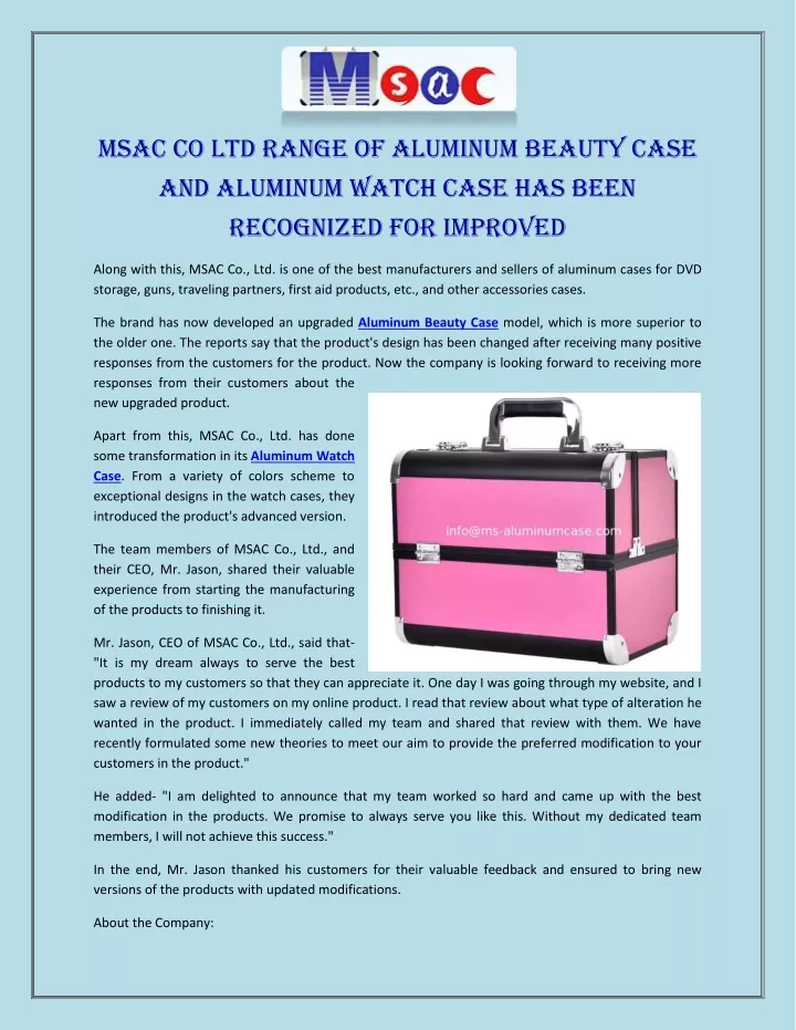 msac co ltd range of aluminum beauty case