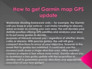 How to get Garmin map GPS update