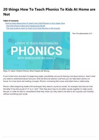 20 things how to teach phonics to kids at home