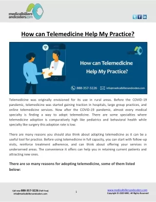 how can telemedicine help my practice