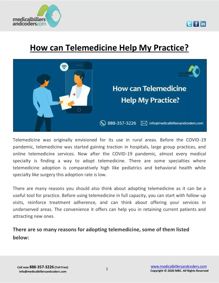 how can telemedicine help my practice