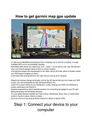 How to get garmin map gps update