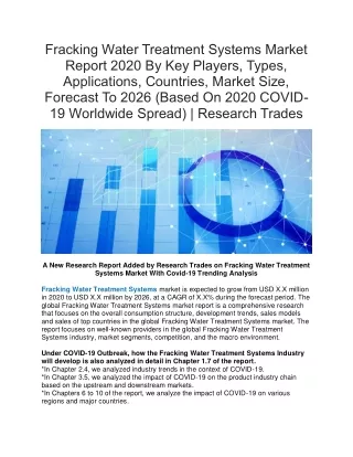 fracking water treatment systems market report
