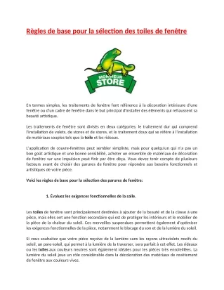 r gles de base pour la s lection des toiles