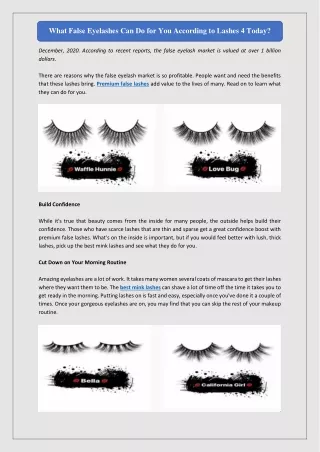 What False Eyelashes Can Do for You According to Lashes 4 Today?