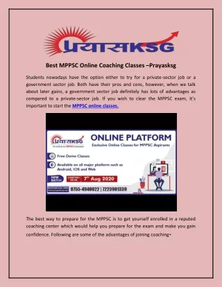 best mppsc online coaching classes prayasksg