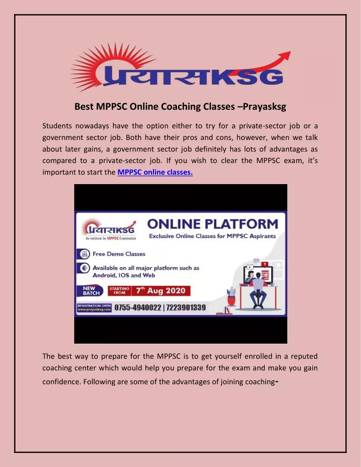 best mppsc online coaching classes prayasksg