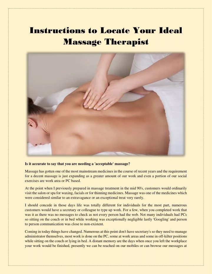 instructions to locate your ideal massage