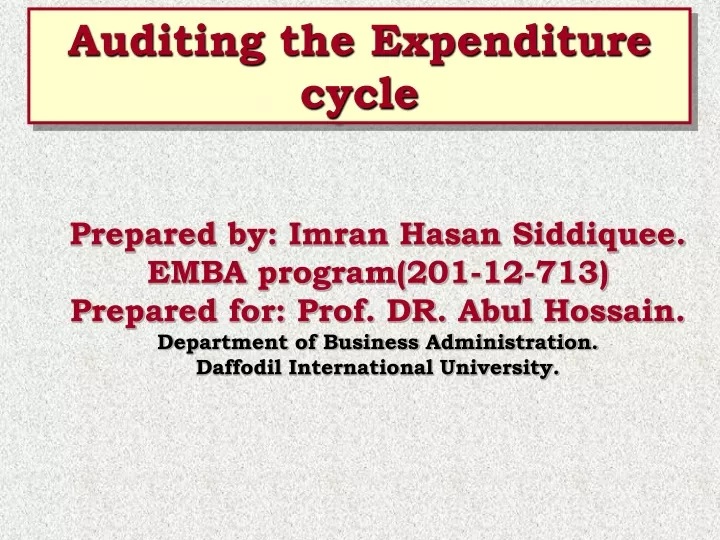 auditing the expenditure cycle