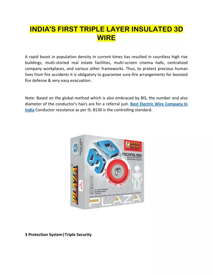 india s first triple layer insulated 3d wire