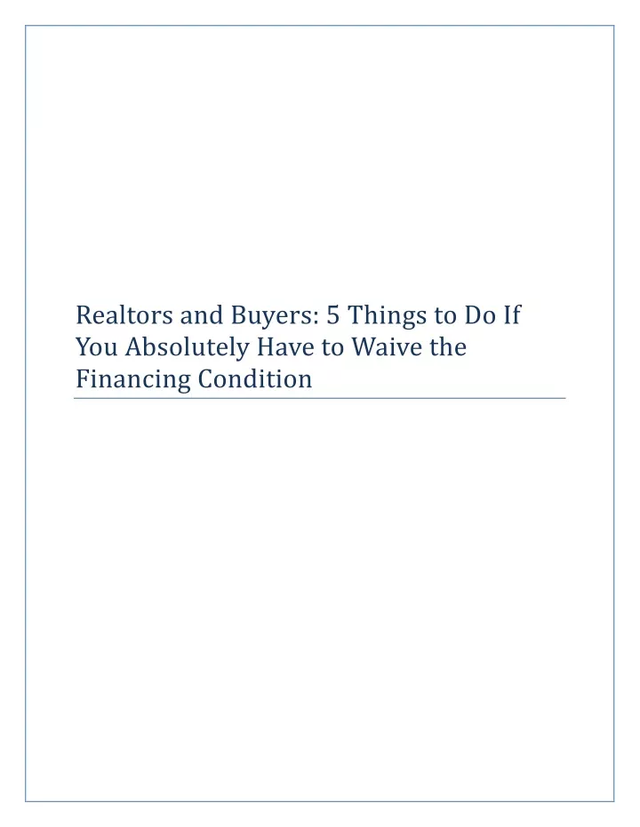 realtors and buyers 5 things