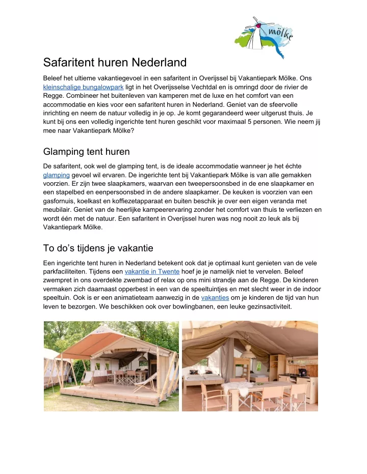 safaritent huren nederland