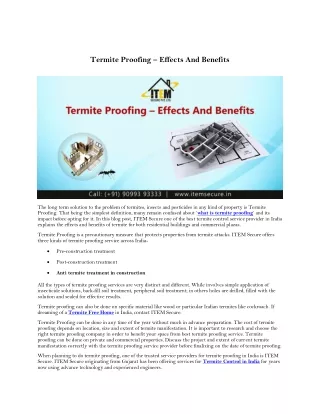 termite proofing effects and benefits