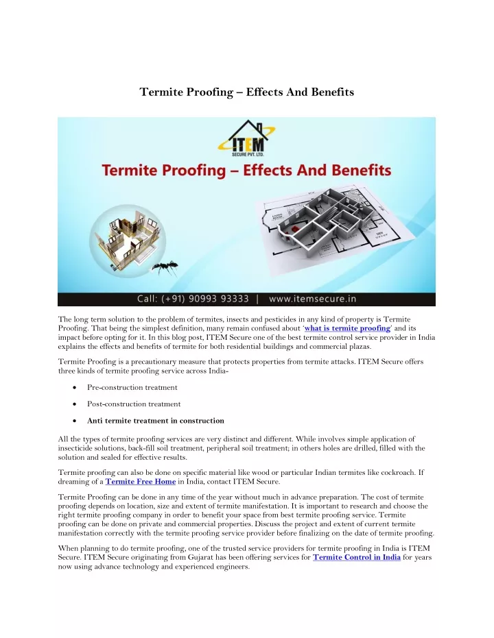 termite proofing effects and benefits