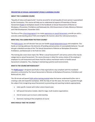 prevention of sexual harassment posh e learning