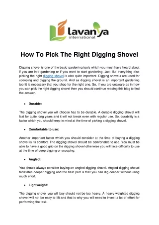 How To Pick The Right Digging Shovel