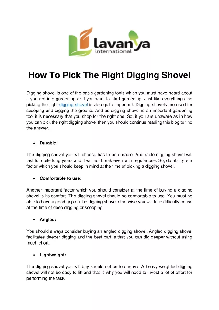 how to pick the right digging shovel