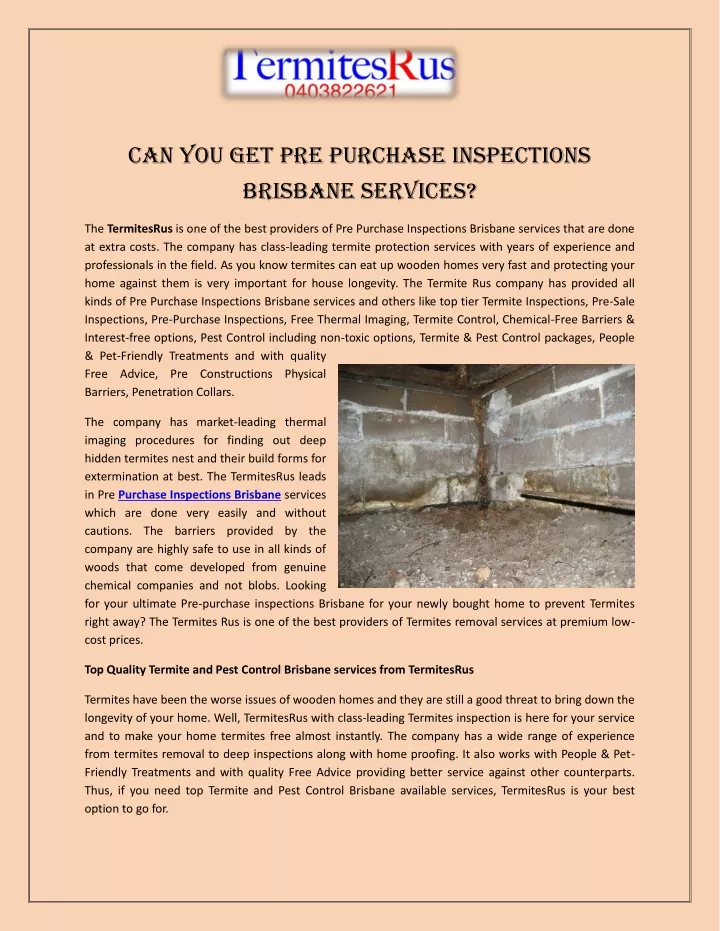 can you get pre purchase inspections brisbane