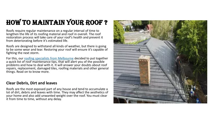 how to maintain your how to maintain your roof