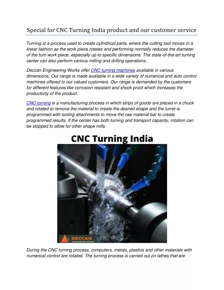 special for cnc turning india product